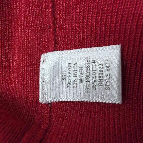 CJ Banks Sweater Womens 3X Red Collared V Neck Layered Look Pullover Mock Shirt - Picture 6 of 9